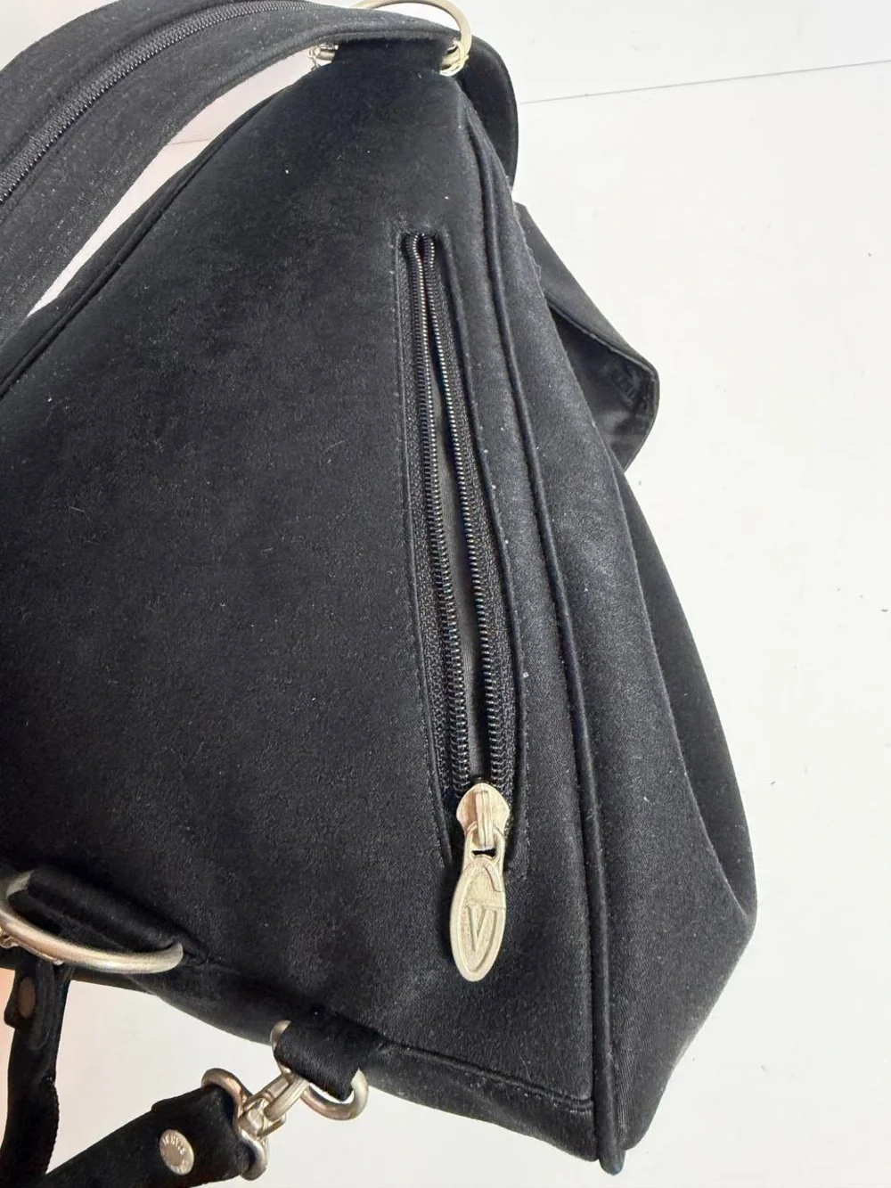 Gianni Valentino Black Convertible Sling Backpack Bag